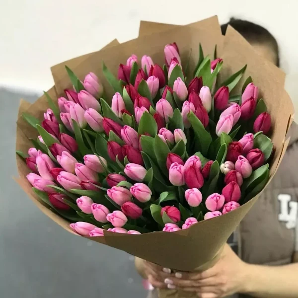 101 голландский тюльпан в крафте, изображение 2